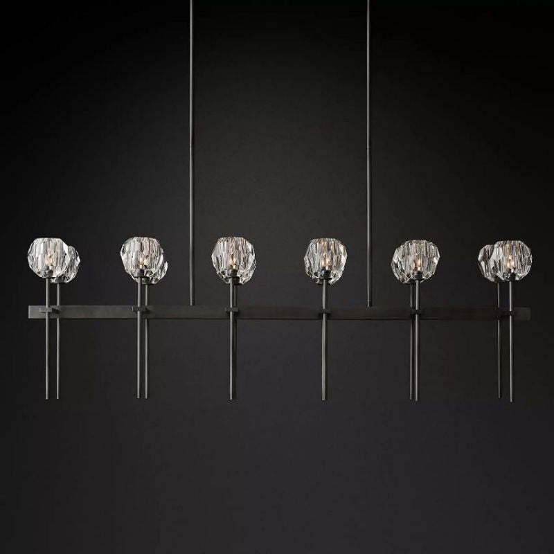 Balle Clear Cristal Double Linear Chandelier 60"