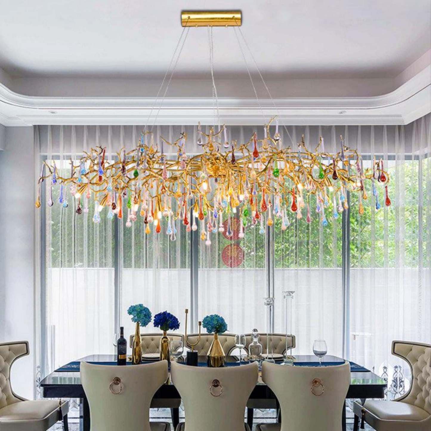 Lorna Teardrop Colorful Dining Branch Chandelier