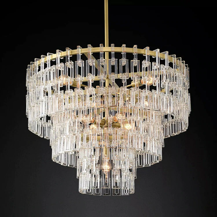 Mia 3 Tier Crystal Round Chandelier 36"
