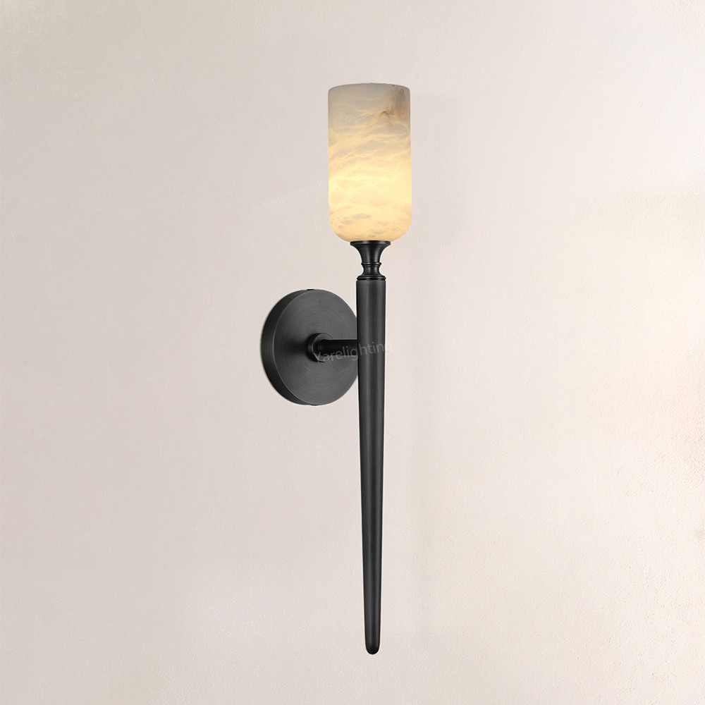 Modern Axis Alabaster Single Wall Sconce