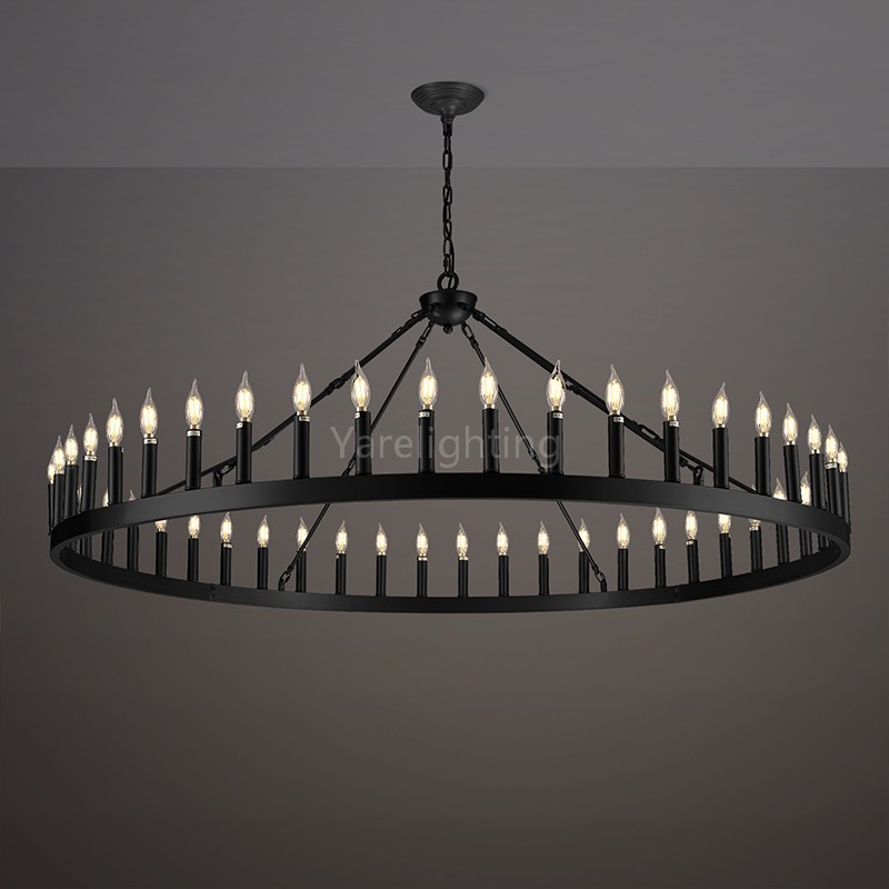Modern Candle Round Chandelier 70"