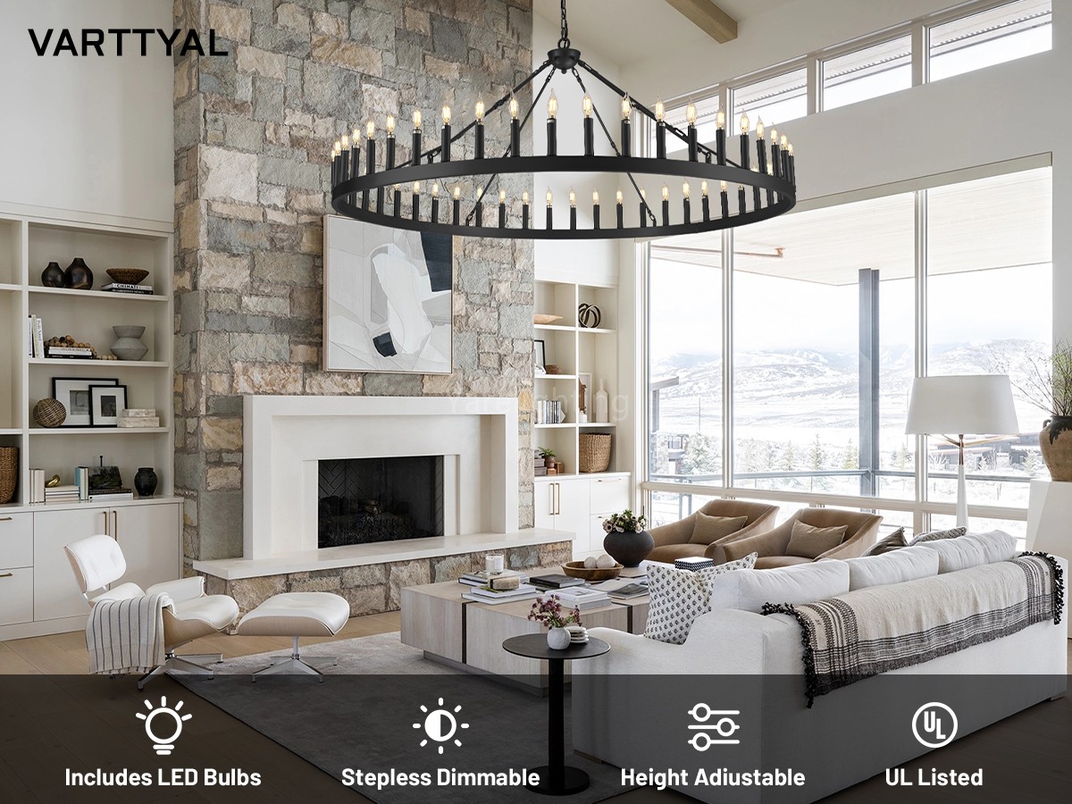 Modern Candle Round Chandelier 70"