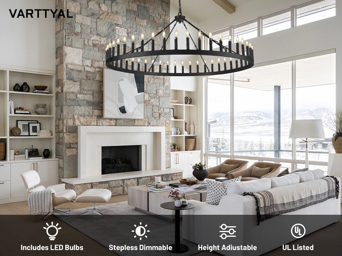 Modern Candle Round Chandelier 70"