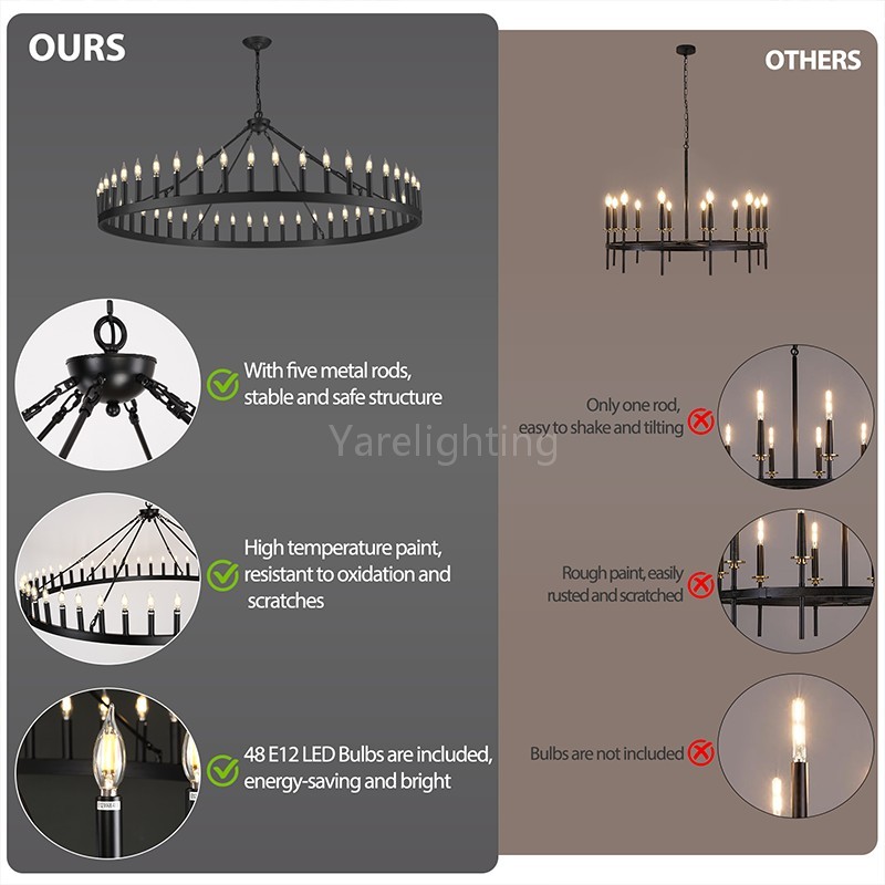 Modern Candle Round Chandelier 70"