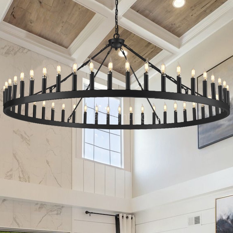 Modern Candle Round Chandelier 70"