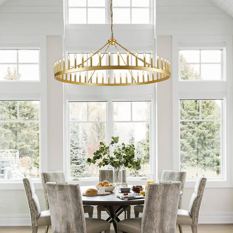 Modern Candle Round Chandelier 70"