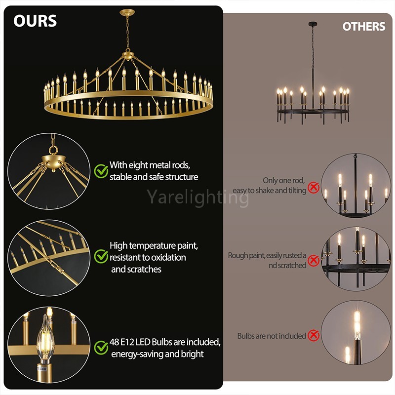 Modern Candle Round Chandelier 70"