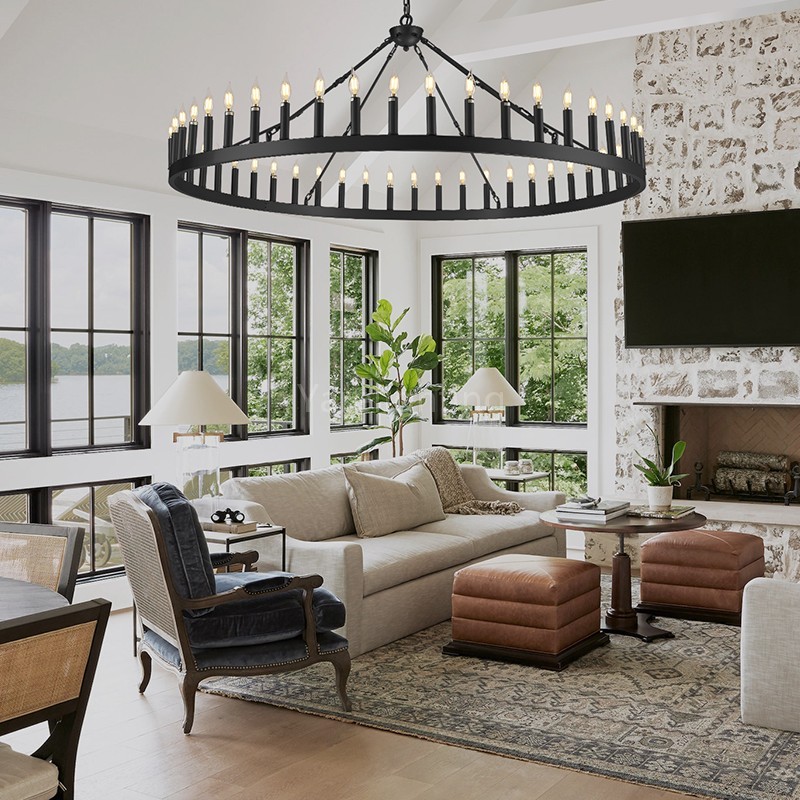 Modern Candle Round Chandelier 70"