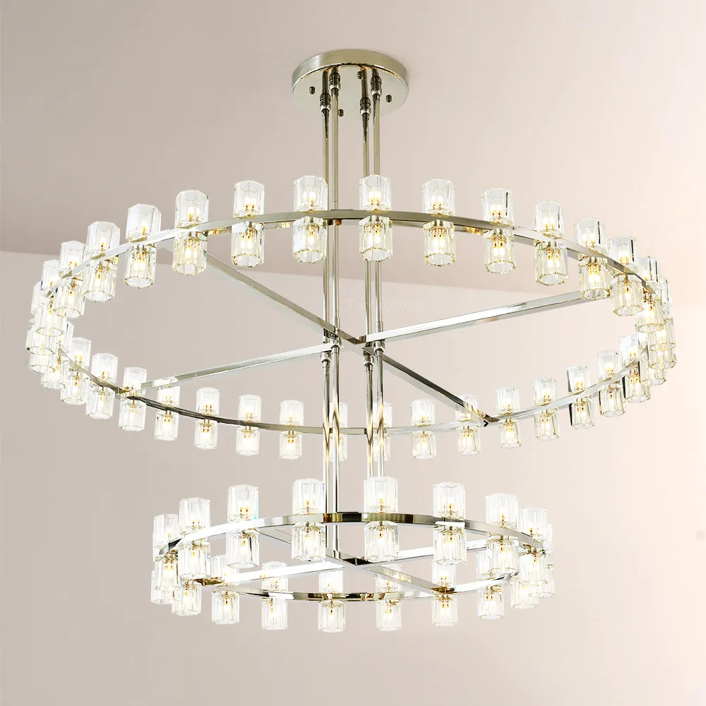 Brach Crystal Shade Two-Tier Round Chandelier 60"