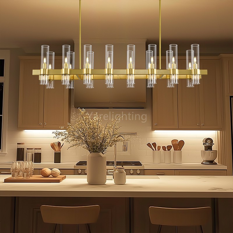 Modern Glass Rectangular Chandelier 54"