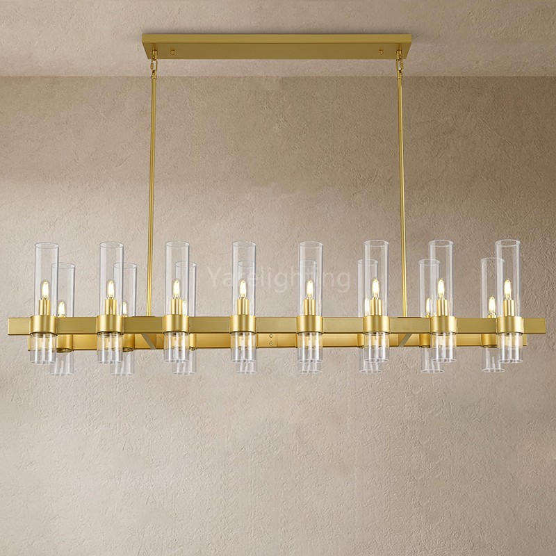 Modern Glass Rectangular Chandelier 54"