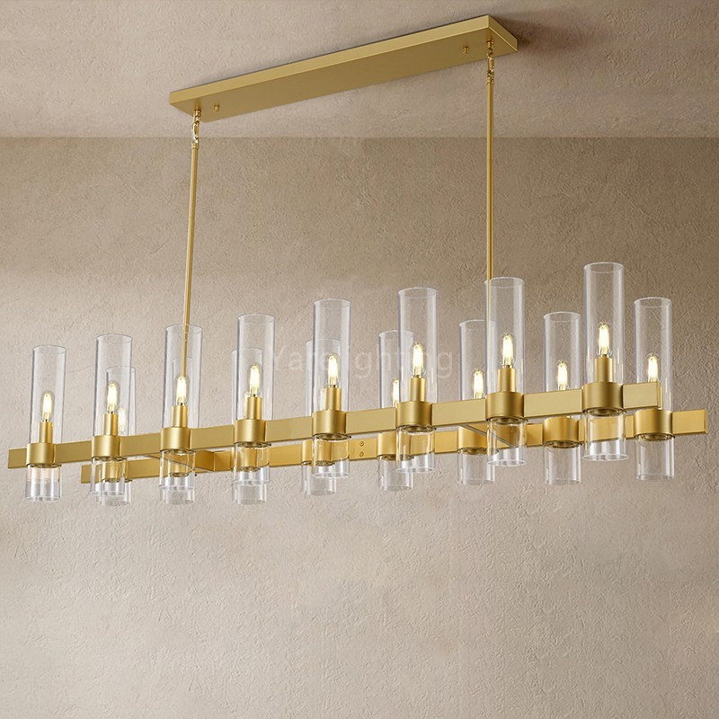 Modern Glass Rectangular Chandelier 54"