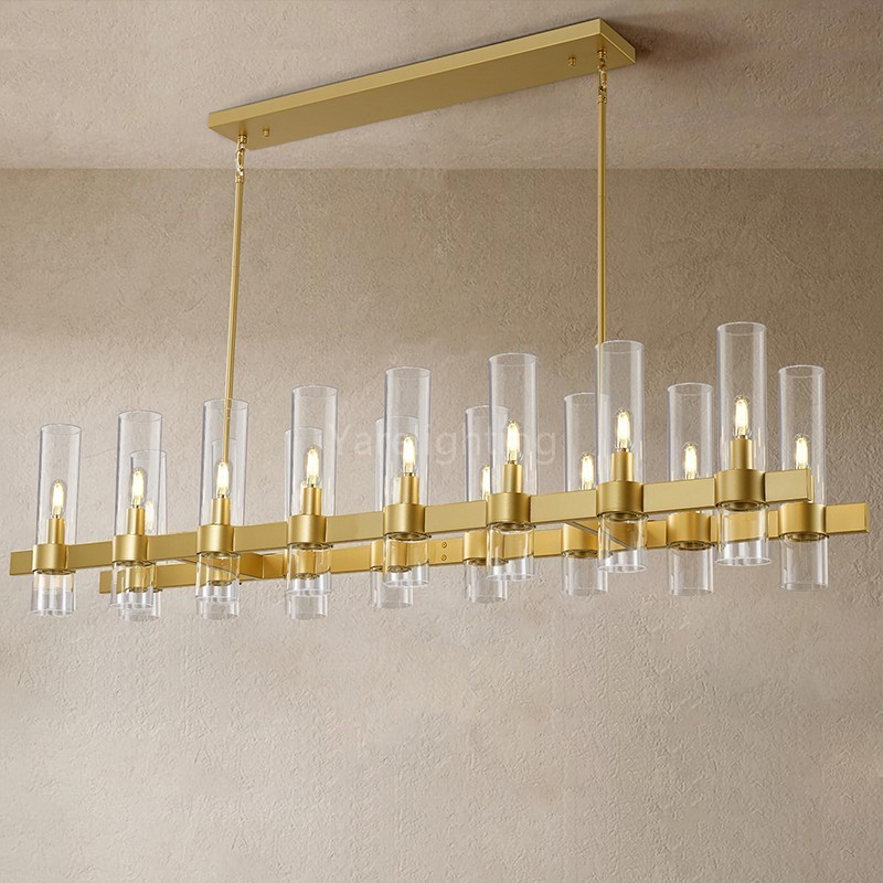 Modern Glass Rectangular Chandelier 54"