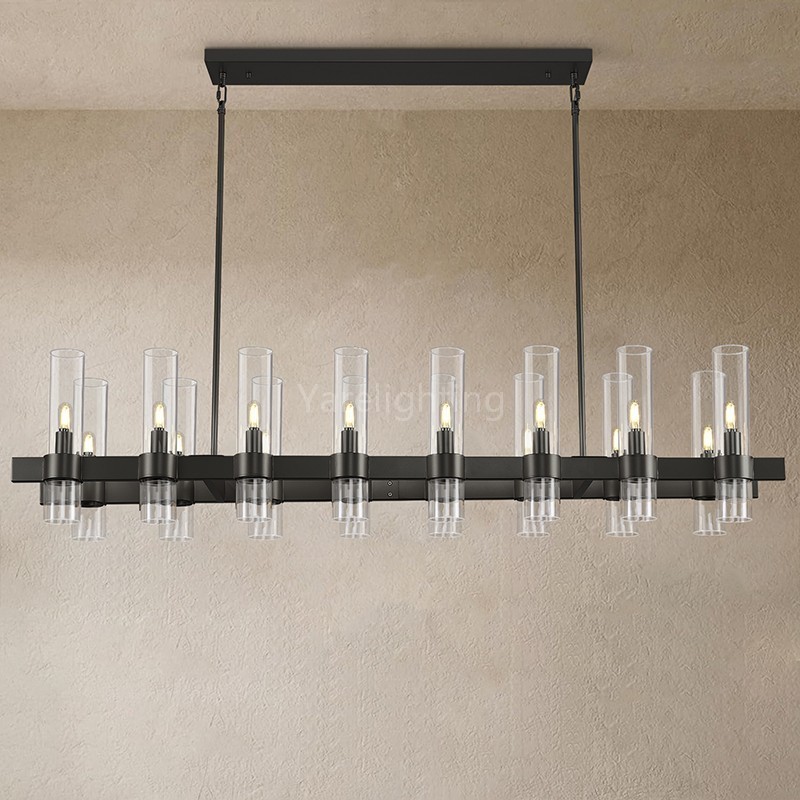 Modern Glass Rectangular Chandelier 54"