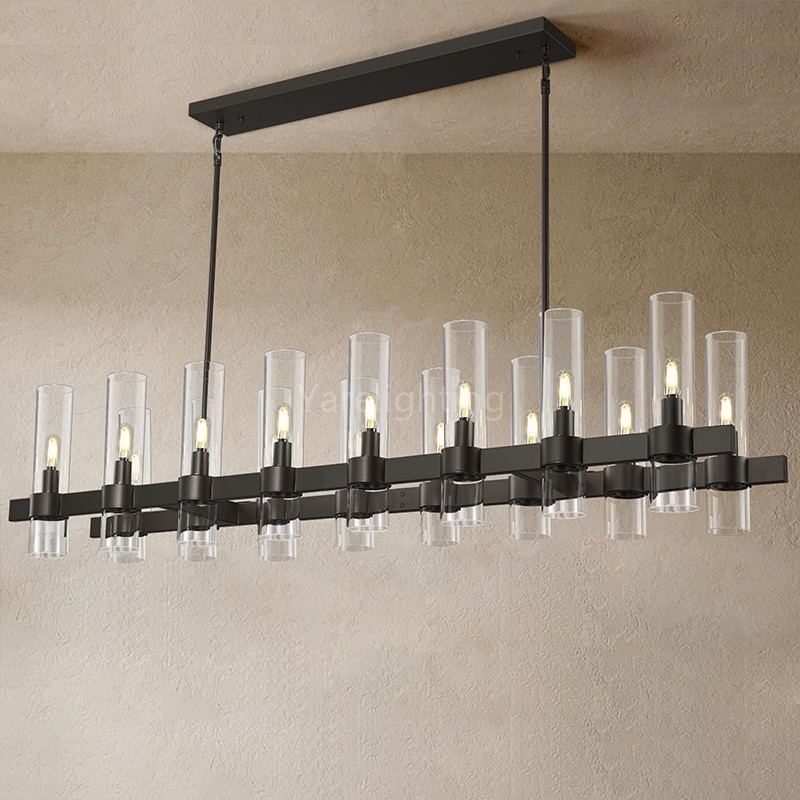 Modern Glass Rectangular Chandelier 54"