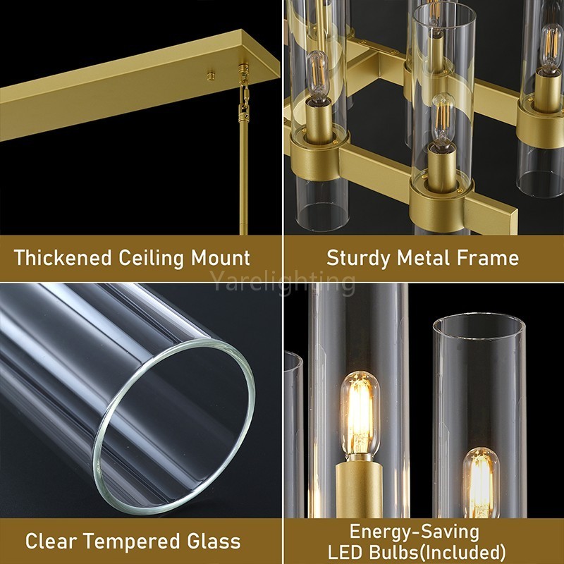 Modern Glass Rectangular Chandelier 68"