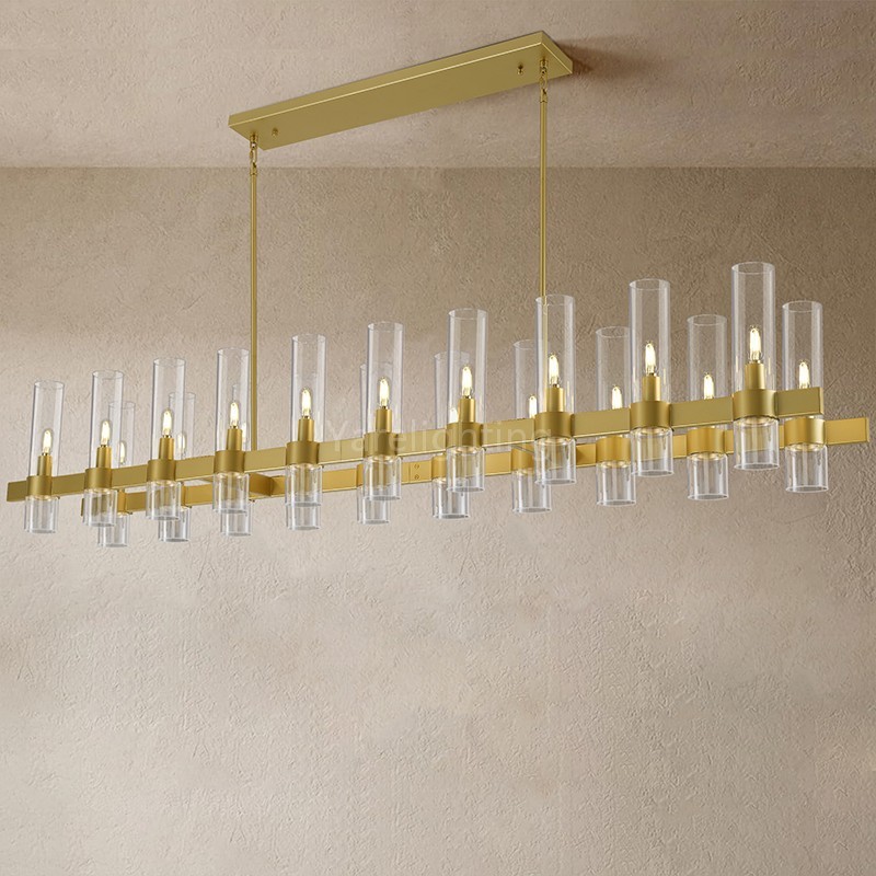 Modern Glass Rectangular Chandelier 68"
