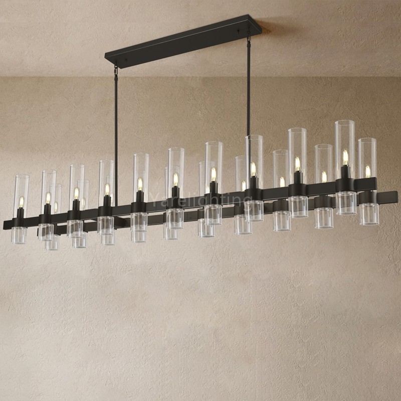 Modern Glass Rectangular Chandelier 68"