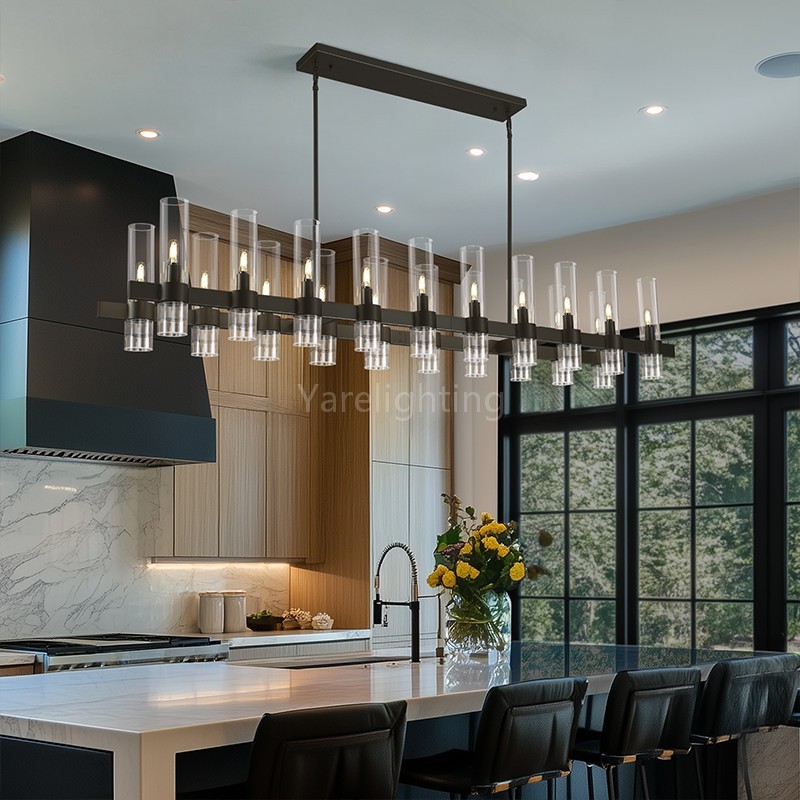 Modern Glass Rectangular Chandelier 68"