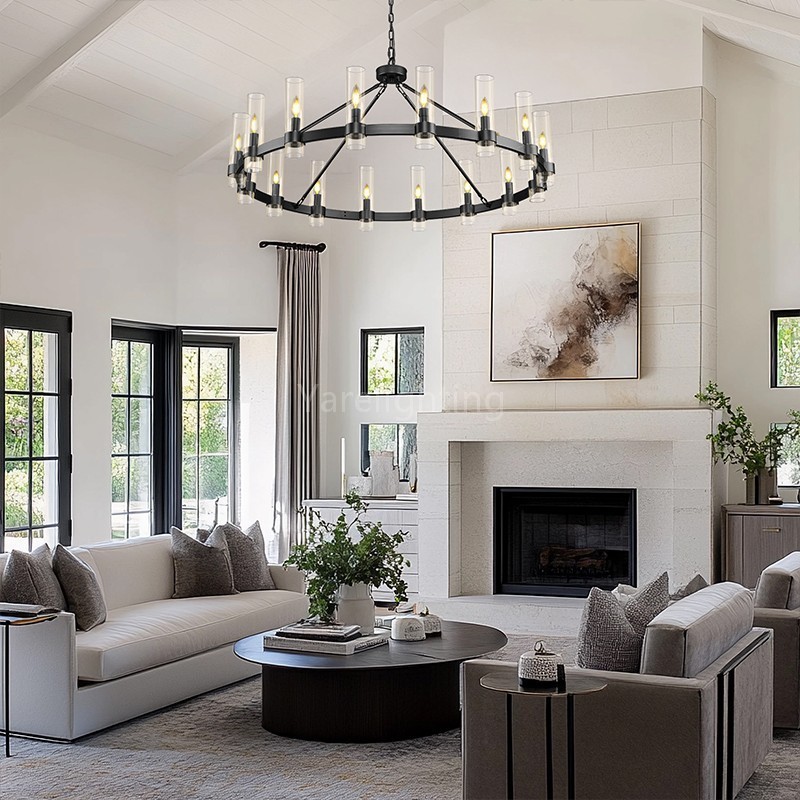 Modern Glass Round Chandelier 48“D