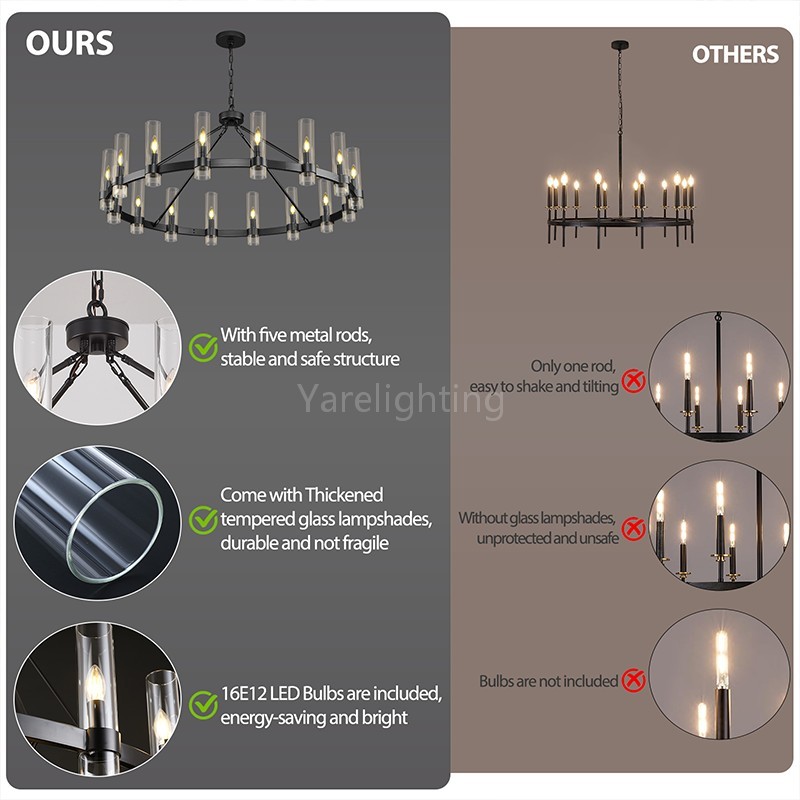 Modern Glass Round Chandelier 48“D