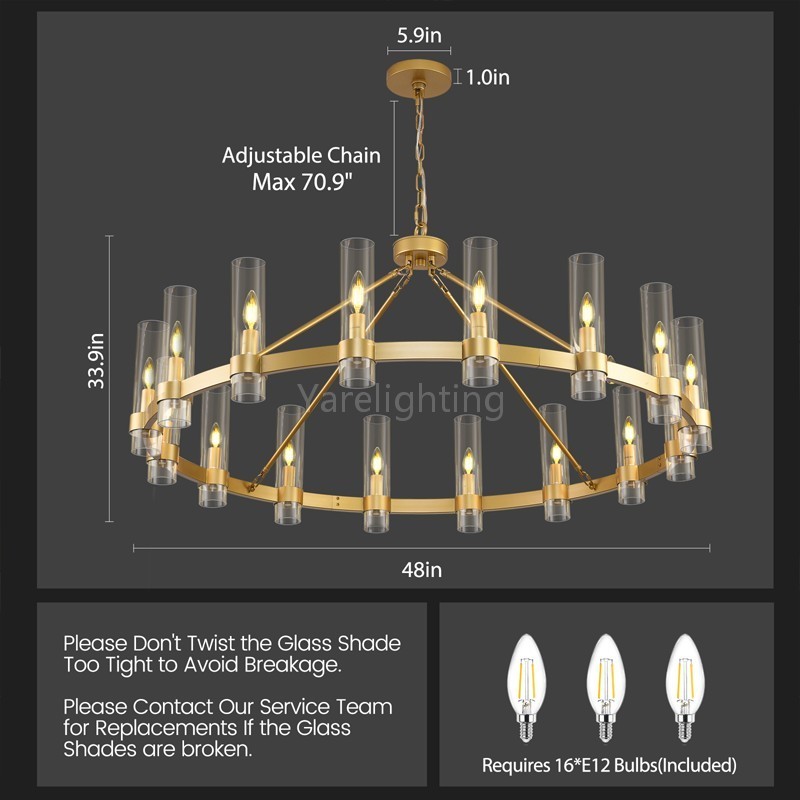 Modern Glass Round Chandelier 48“D