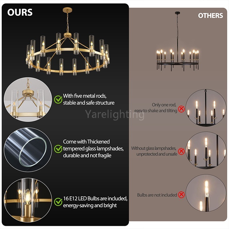 Modern Glass Round Chandelier 48“D