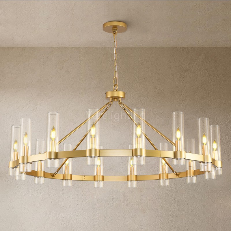 Modern Glass Round Chandelier 48“D, for Living Room, Dining Room, Entryway