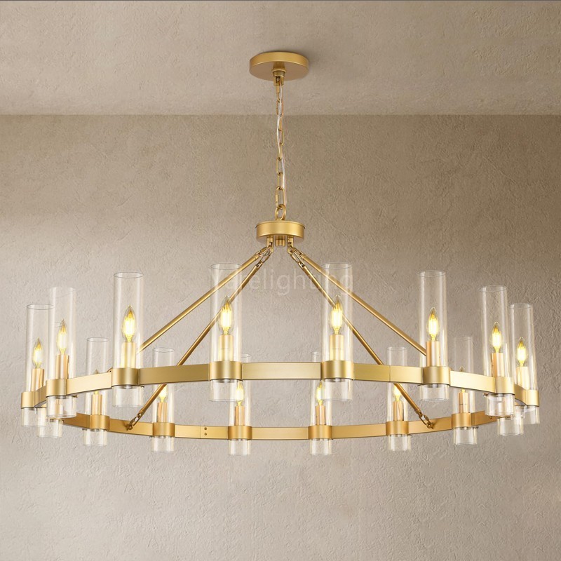 Modern Glass Round Chandelier 48“D, for Living Room, Dining Room, Entryway