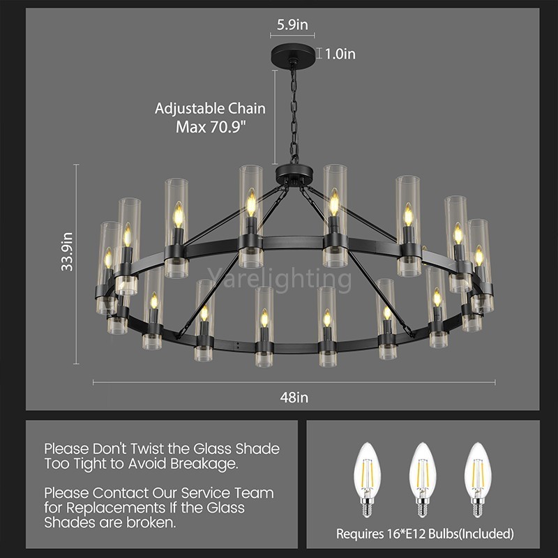 Modern Glass Round Chandelier 48“D