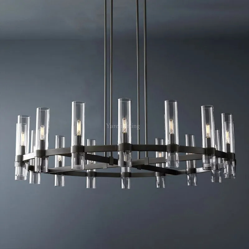 Olivia Round Chandelier Art Blown Glass 48"