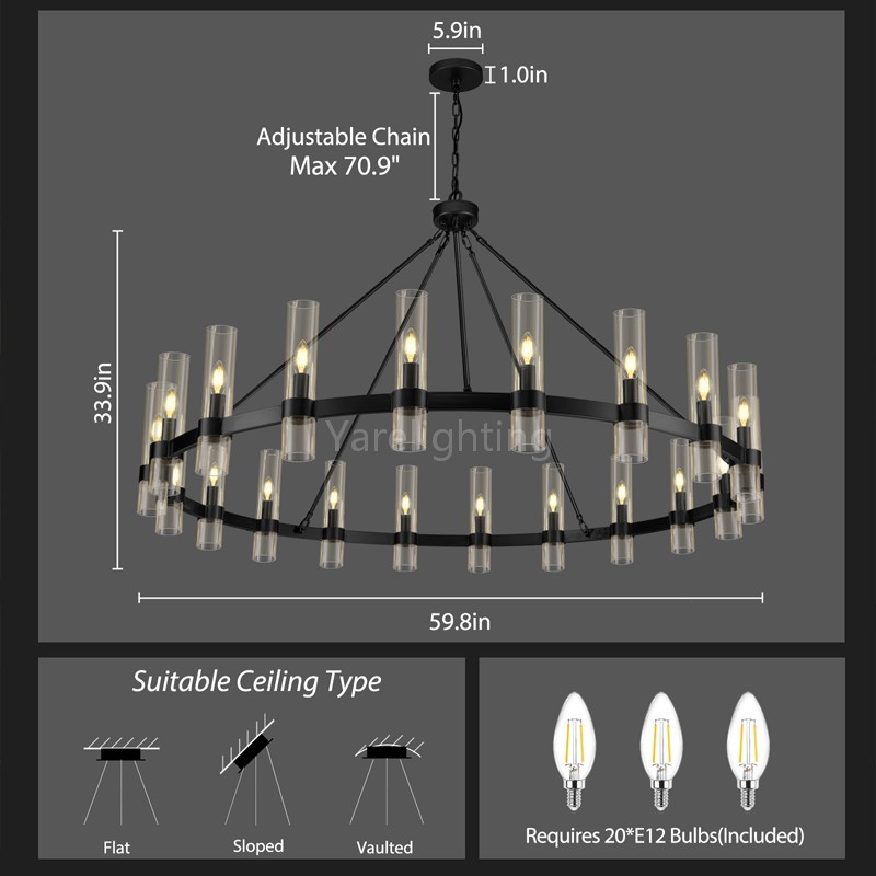 Modern Glass Round Chandelier 60“D