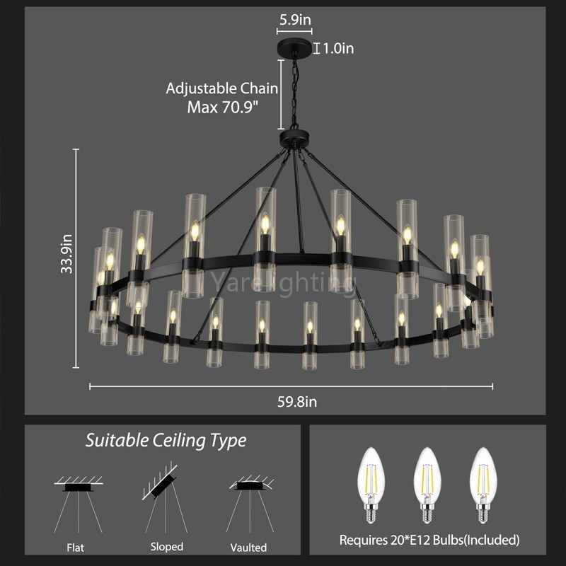 Modern Glass Round Chandelier 60“D