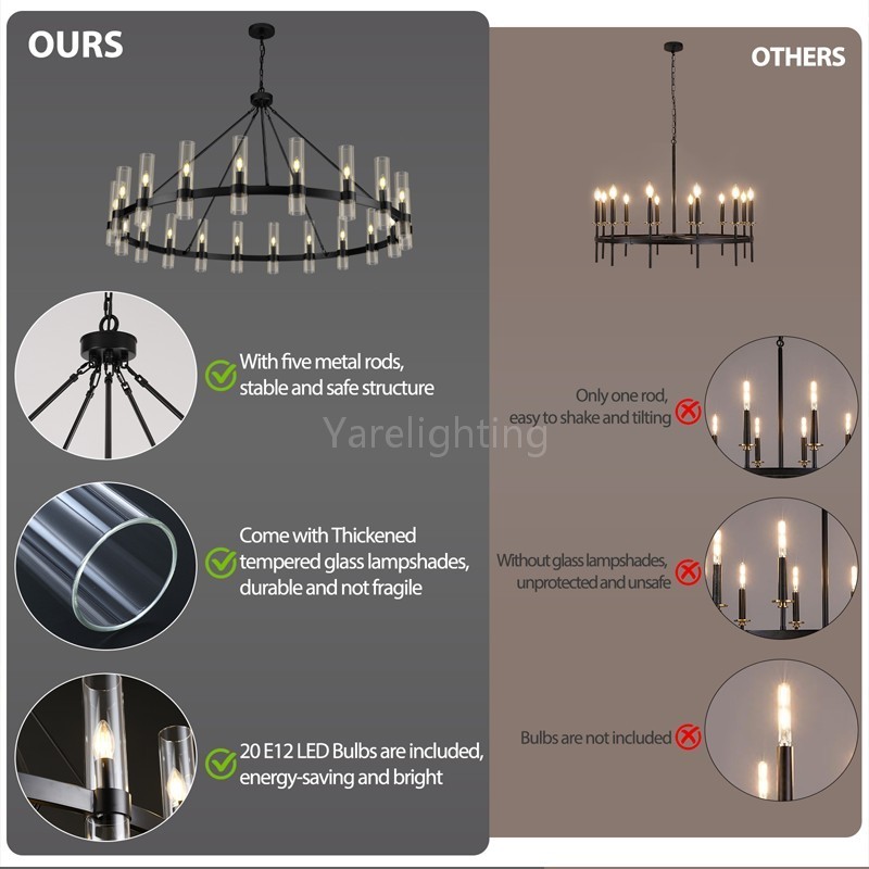 Modern Glass Round Chandelier 60“D