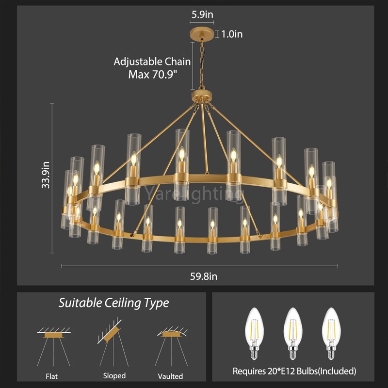Modern Glass Round Chandelier 60“D