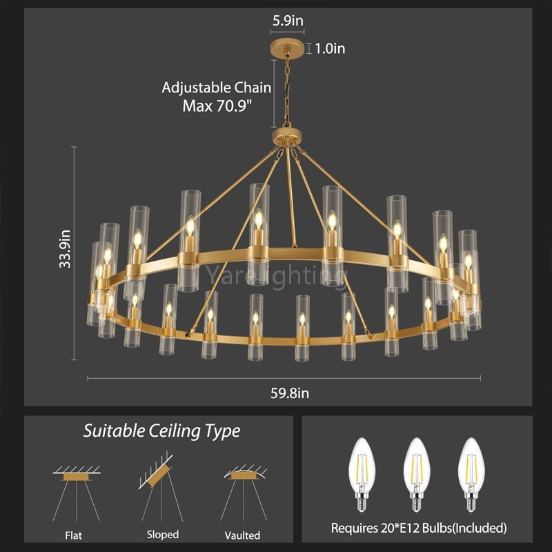 Modern Glass Round Chandelier 60“D