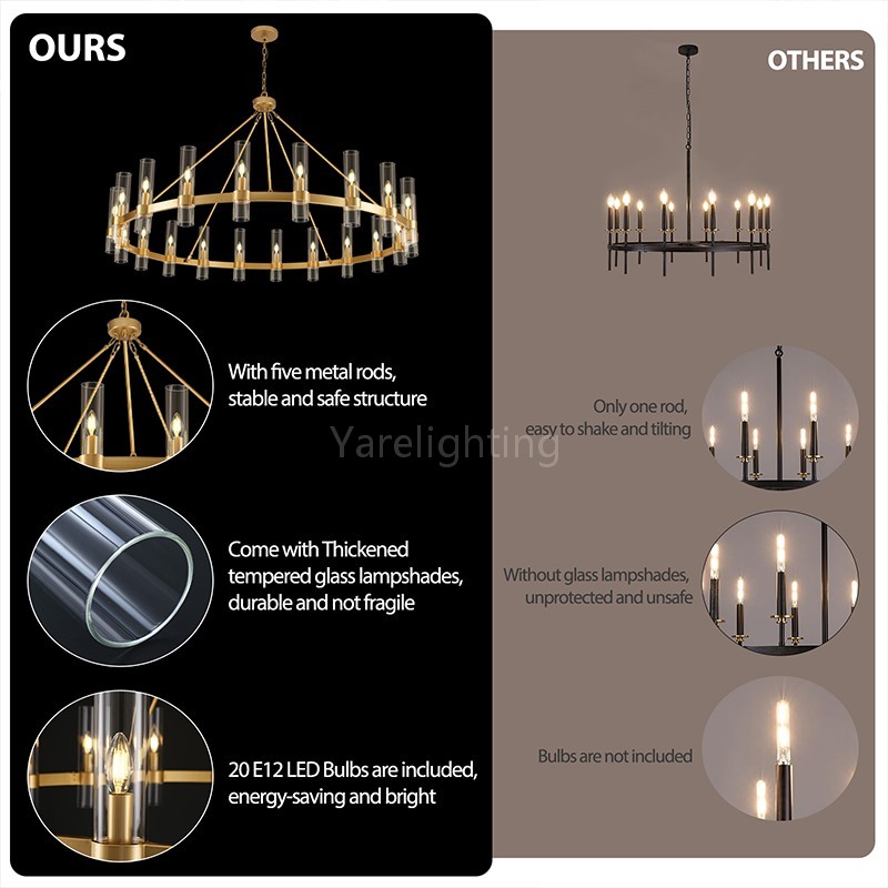 Modern Glass Round Chandelier 60“D