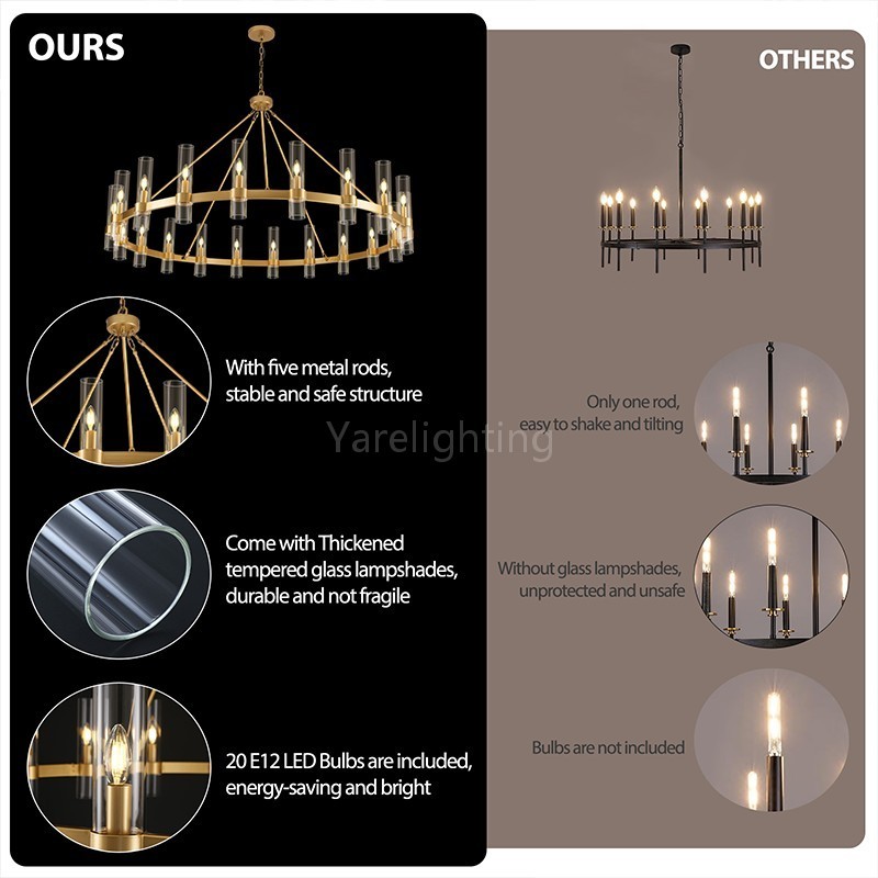 Modern Glass Round Chandelier 60“D