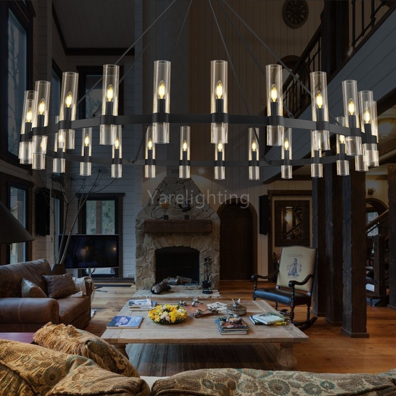 Modern Glass Round Chandelier 70“D