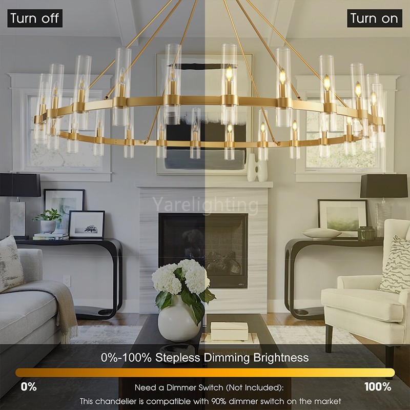 Modern Glass Round Chandelier 70“D