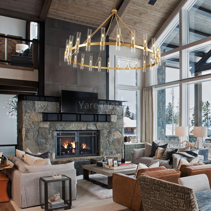 Modern Glass Round Chandelier 70“D