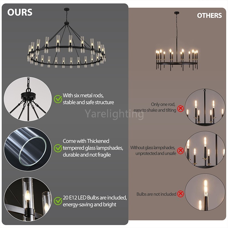 Modern Glass Round Chandelier 70“D