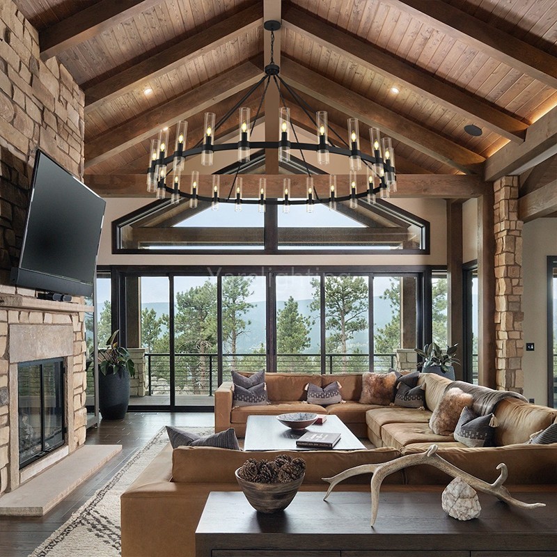 Modern Glass Round Chandelier 70“D