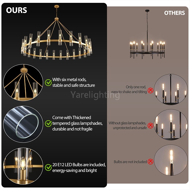 Modern Glass Round Chandelier 70“D