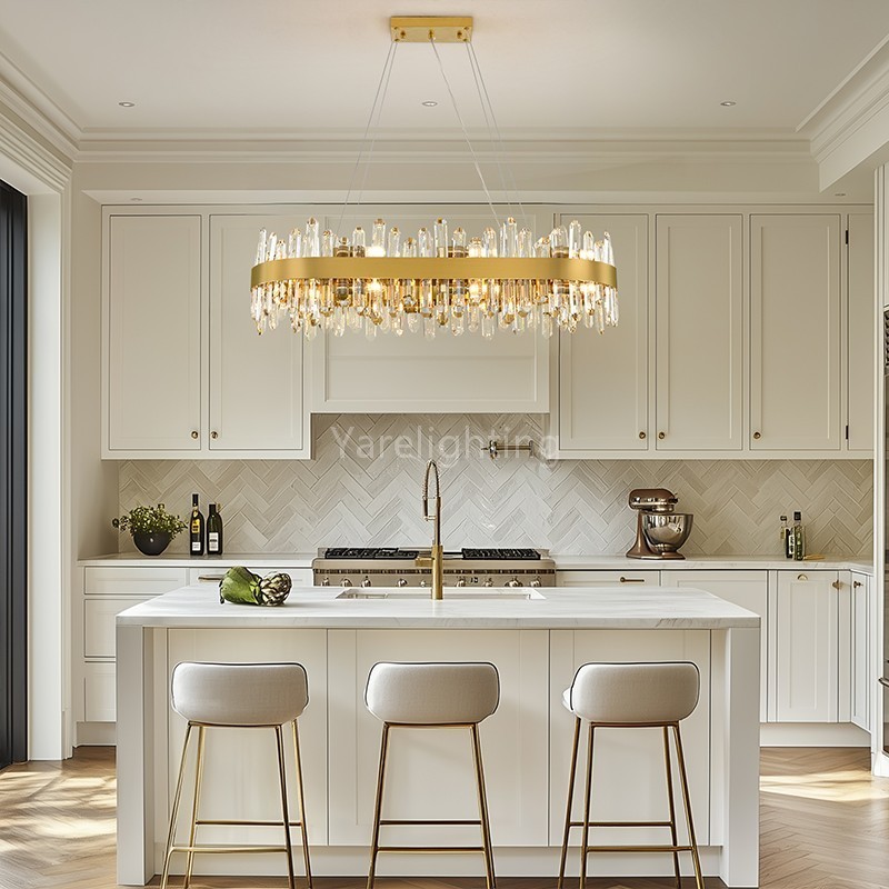 Modern Rectangular Crystal Chandelier 36"L