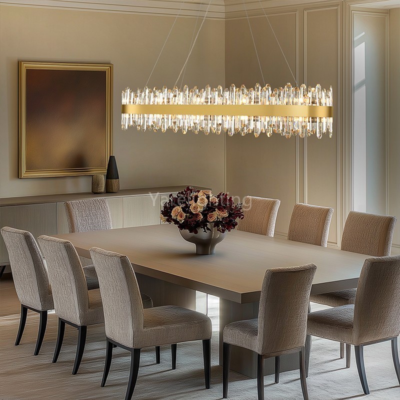 Modern Rectangular Crystal Chandelier 52"L