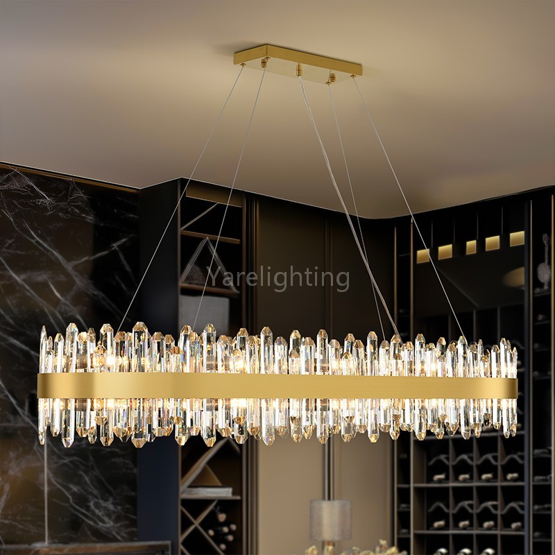 Modern Rectangular Crystal Chandelier 52"L