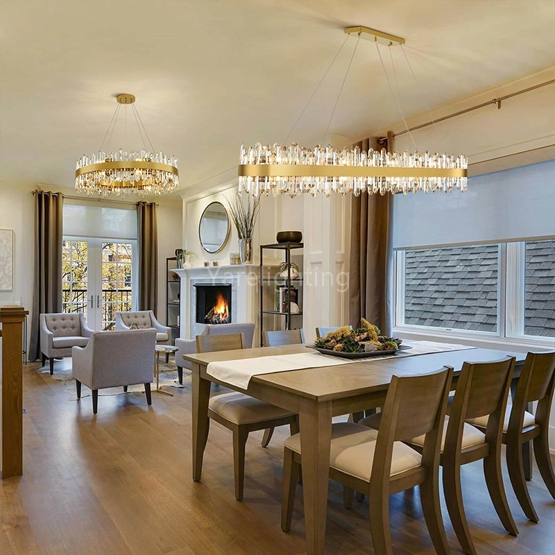 Modern Rectangular Crystal Chandelier 52"L