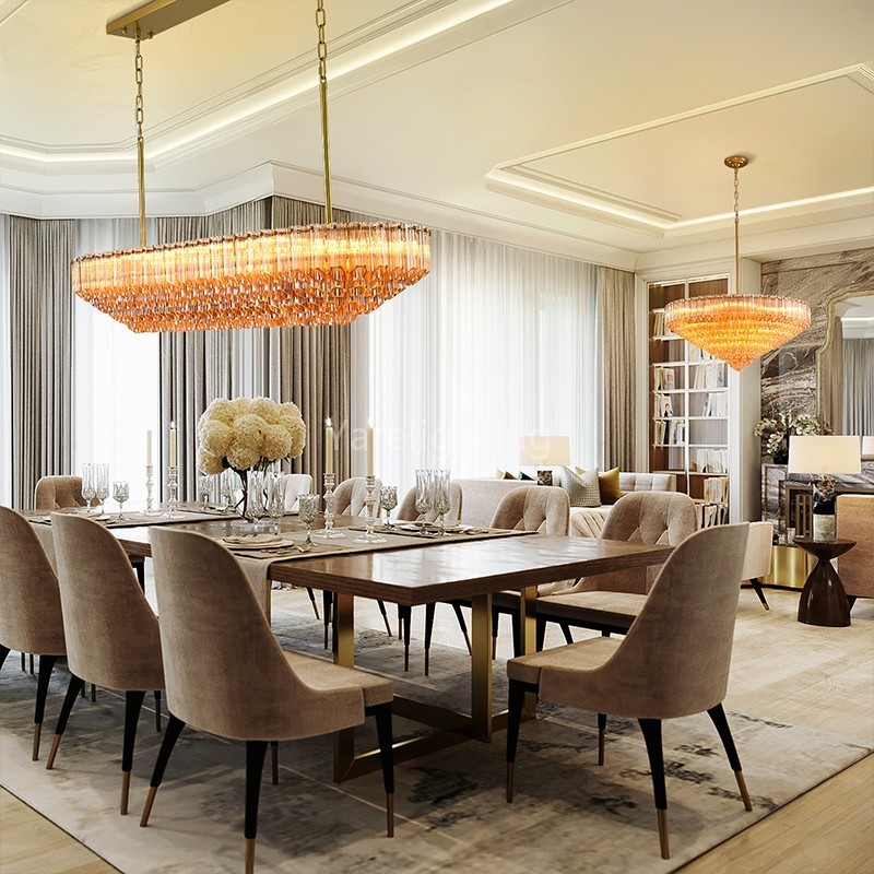 Modern Rectangular Dining Room Chandelier 43"L