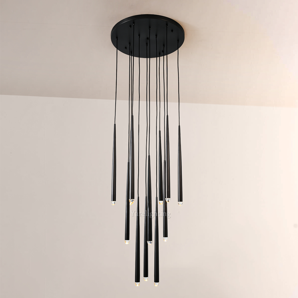 Charlotte Meteor Shower Round Tapered Tubular Chandelier 24"